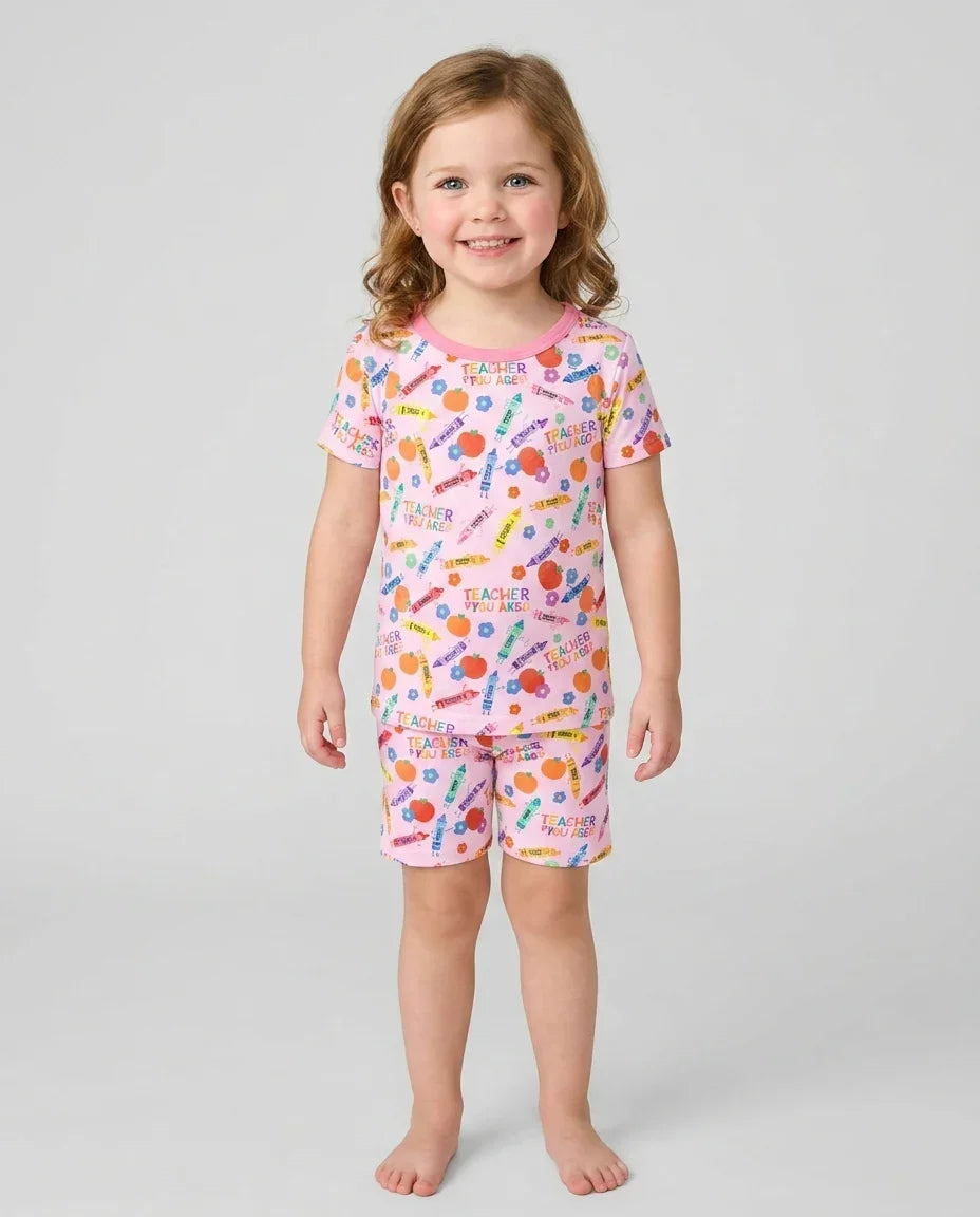 Teacher You Are Special Bamboo Two Piece Short Sleeve Shorts Pajama Set