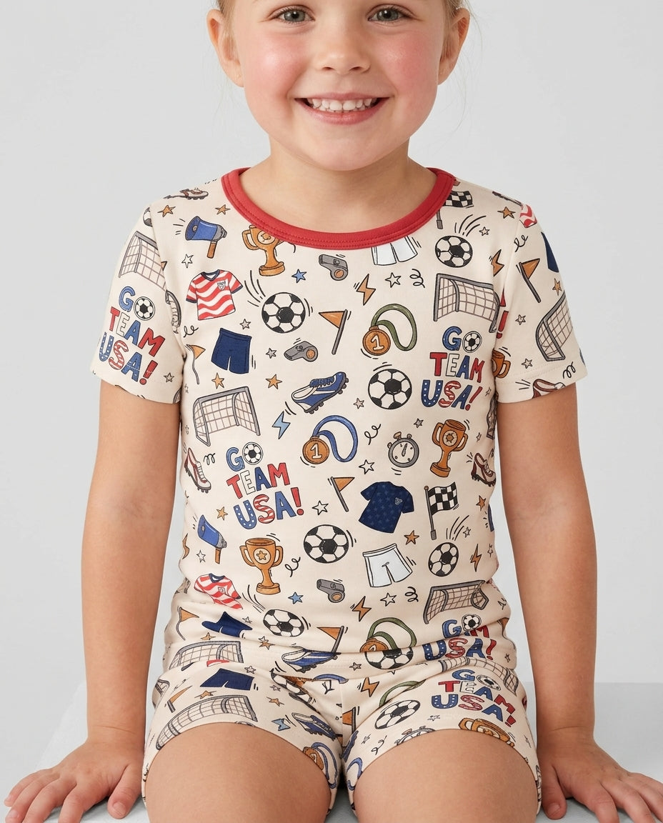 Soccer Go Team USA Bamboo Two Piece Short Sleeve Shorts Pajama Set