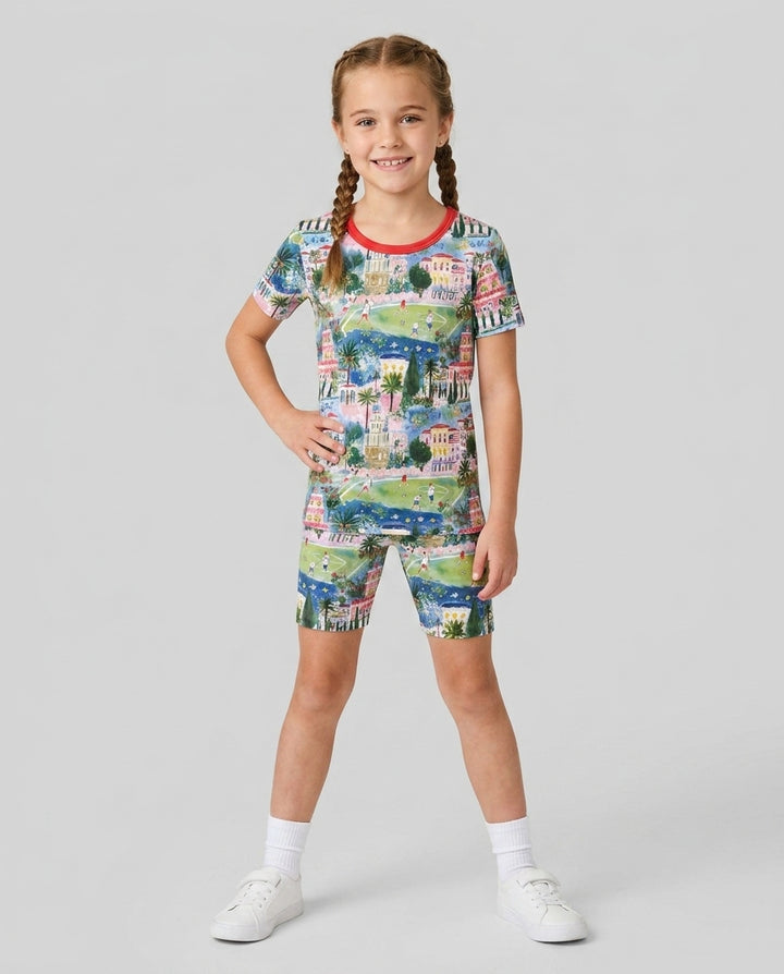 Schlafanzug-Set zweiteilig, kurze Ärmel, kurze Hose, Bambus