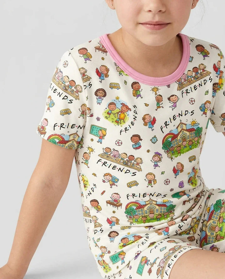 School Friends Forever Bamboo Two Piece Short Sleeve Shorts Pajama Set