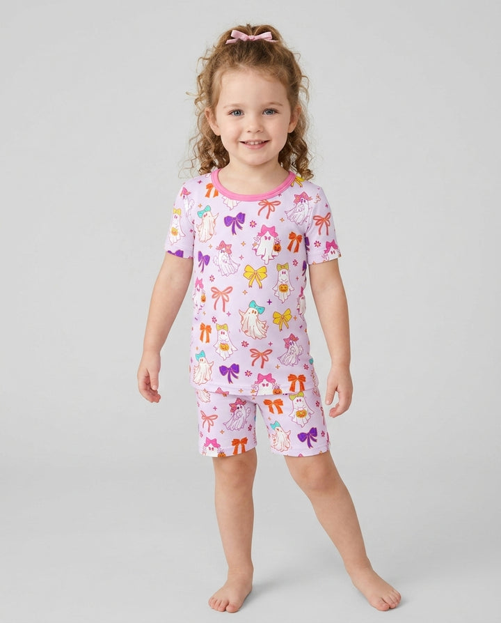 Conjunto de Pijama de Dos Piezas de Bambú con Mangas Cortas y Pantalones Cortos
