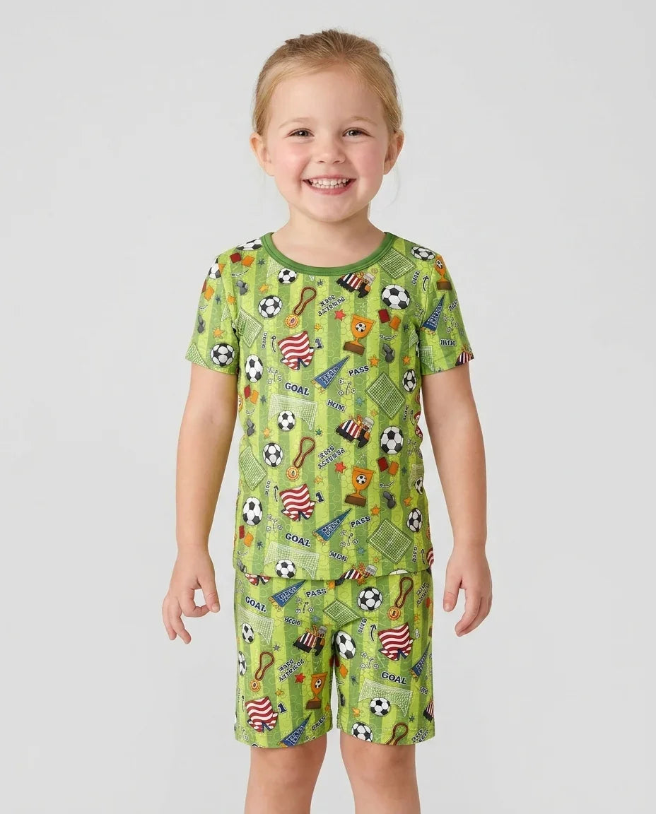 Conjunto de Pijama de Dos Piezas de Bambú con Mangas Cortas y Pantalones Cortos