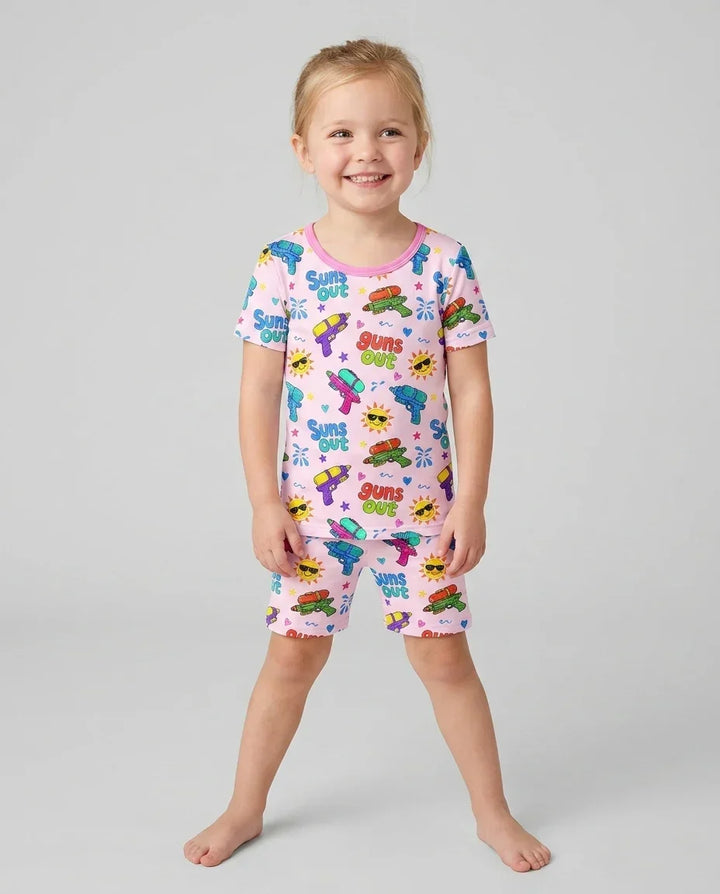Sun Out Guns Out Bamboo Two Piece Short Sleeve Shorts Pajama Set