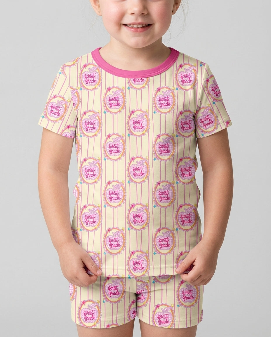 Conjunto de Pijama de Dos Piezas de Bambú con Mangas Cortas y Pantalones Cortos
