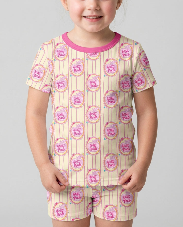 Conjunto de Pijama de Dos Piezas de Bambú con Mangas Cortas y Pantalones Cortos