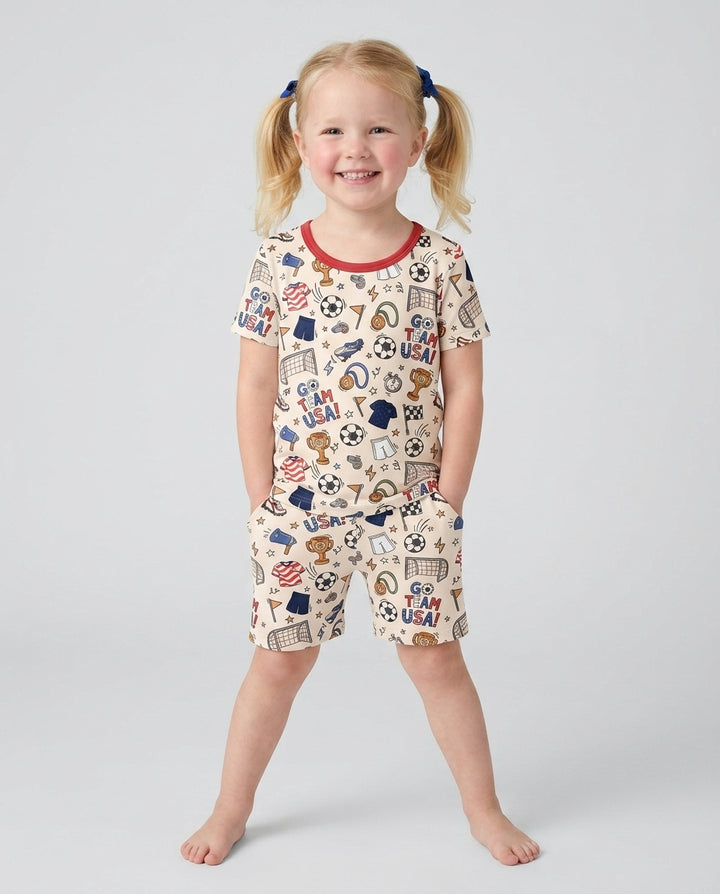 Soccer Go Team USA Bamboo Two Piece Short Sleeve Shorts Pajama Set