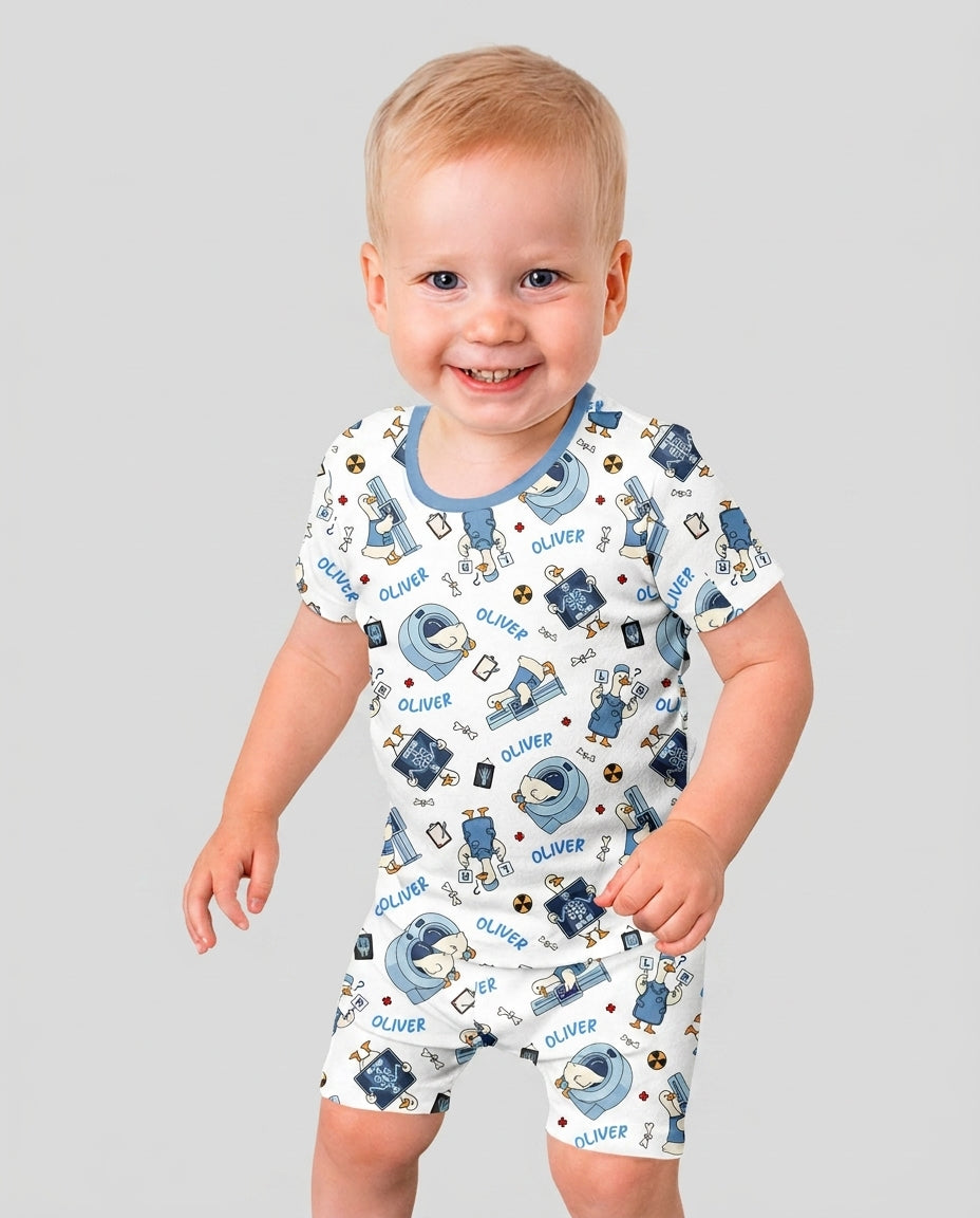 Schlafanzug-Set zweiteilig, kurze Ärmel, kurze Hose, Bambus