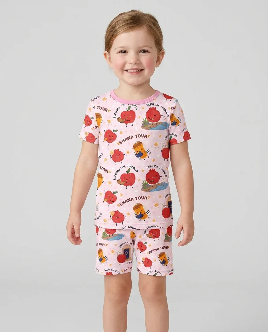 Sweet Sacred Moments Family Matching Bamboo Two Piece Short Sleeve Shorts Pajama Set