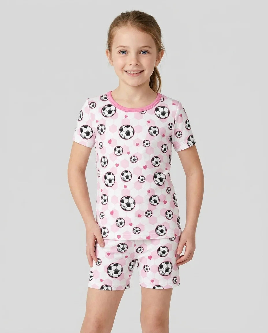 Goal Squad Family Matching Bamboo Two Piece Short Sleeve Shorts Pajama Set