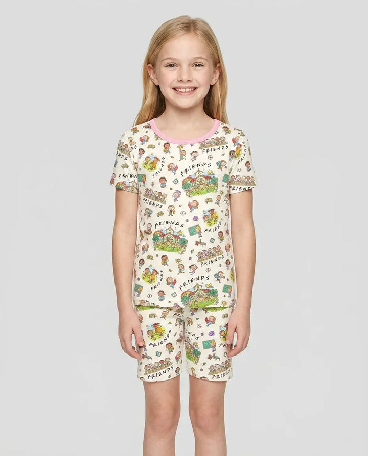 School Friends Forever Bamboo Two Piece Short Sleeve Shorts Pajama Set