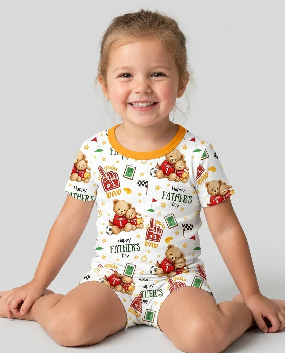 You're #1 Dad Daddy & Me Matching Bamboo Two Piece Short Sleeve Shorts Pajama Set