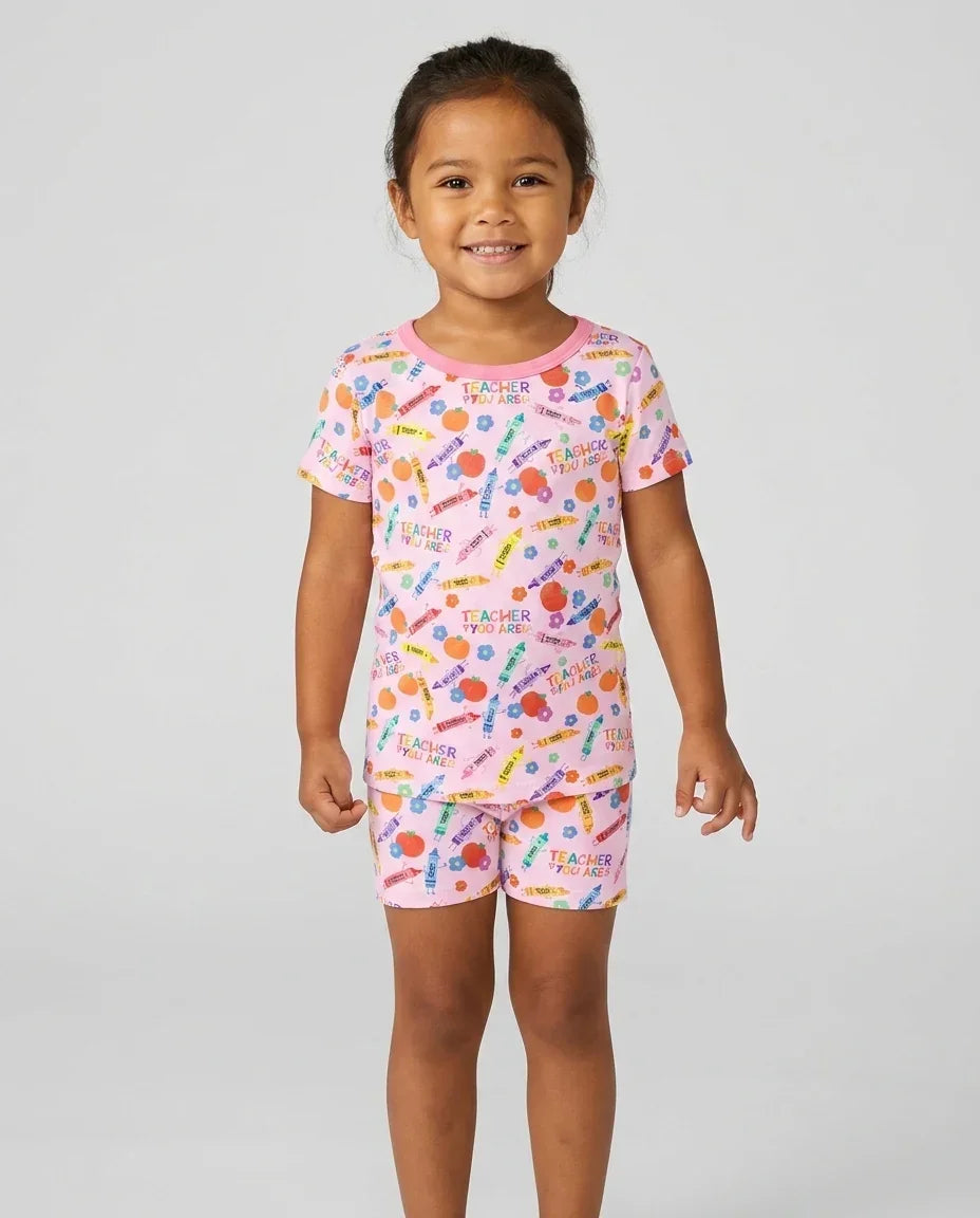 Teacher You Are Special Bamboo Two Piece Short Sleeve Shorts Pajama Set
