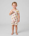 Retro Chasing Toy Bamboo Two Piece Short Sleeve Shorts Pajama Set
