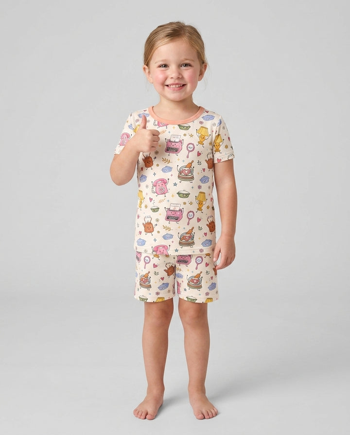 Schlafanzug-Set zweiteilig, kurze Ärmel, kurze Hose, Bambus