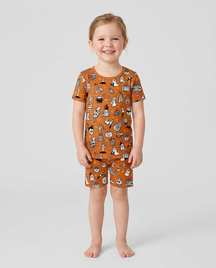 Spooky Season Bamboo Two Piece Short Sleeve Shorts Pajama Set