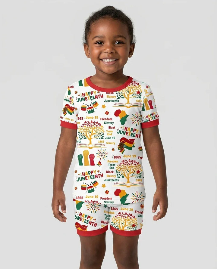Happy Juneteenth Bamboo Two Piece Short Sleeve Shorts Pajama Set