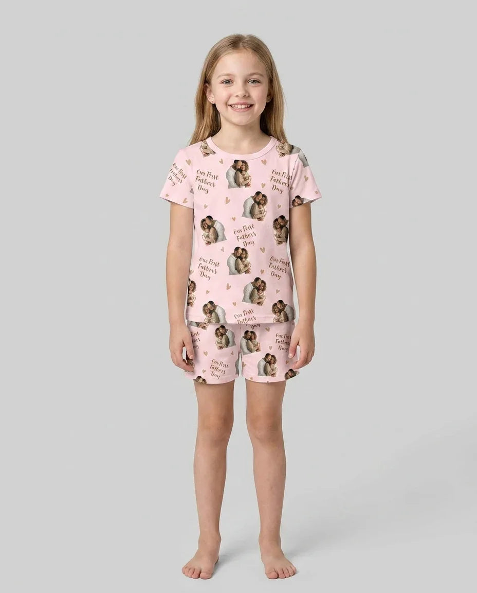 Custom Photo Our First as Parents Bamboo Two Piece Short Sleeve Shorts Pajama Set