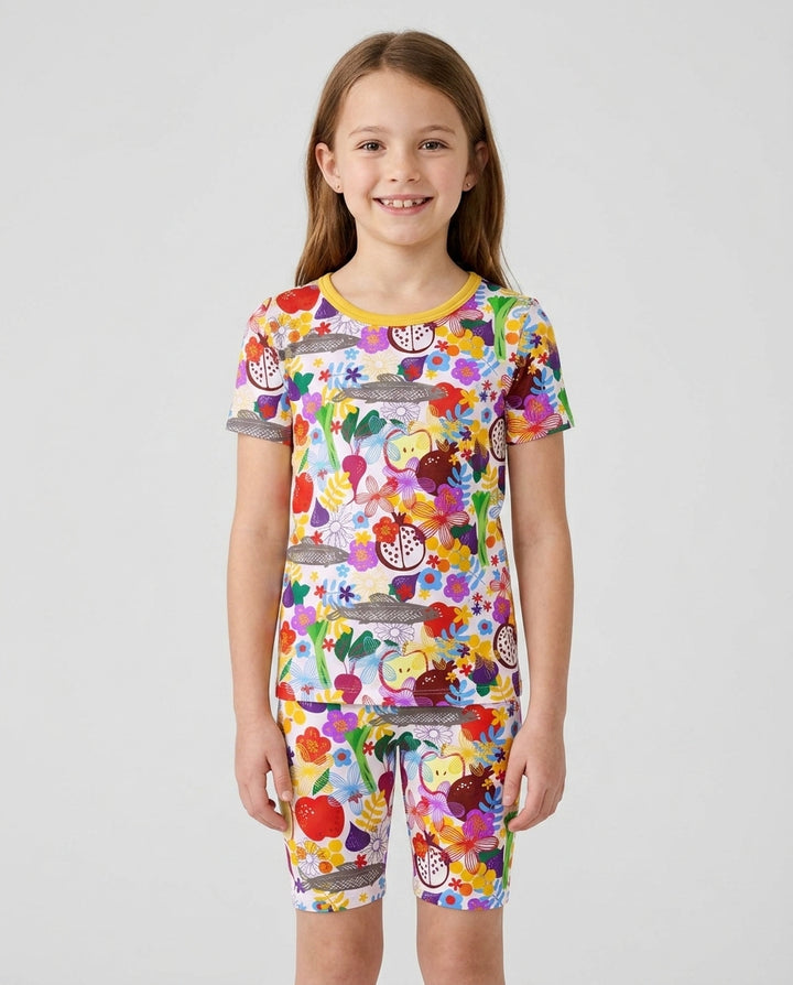 Happy Rosh Hashanah Bamboo Two Piece Short Sleeve Shorts Pajama Set