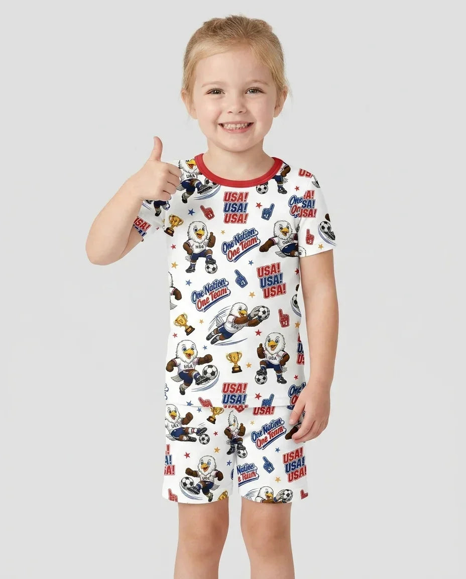 Conjunto de Pijama de Dos Piezas de Bambú con Mangas Cortas y Pantalones Cortos