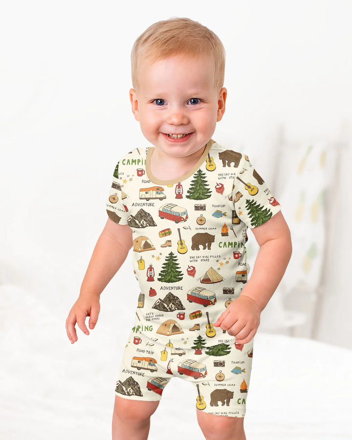 Conjunto de Pijama de Dos Piezas de Bambú con Mangas Cortas y Pantalones Cortos