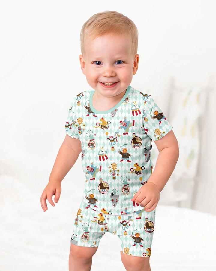 Circus Animal Bamboo Two Piece Short Sleeve Shorts Pajama Set