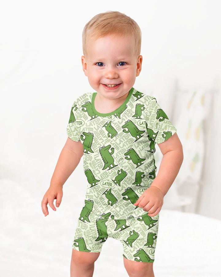 Schlafanzug-Set zweiteilig, kurze Ärmel, kurze Hose, Bambus