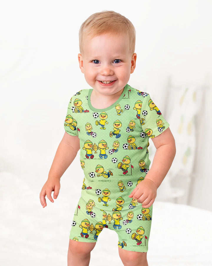 Brasil Soccer Fan Family Matching Bamboo Two Piece Short Sleeve Shorts Pajama Set