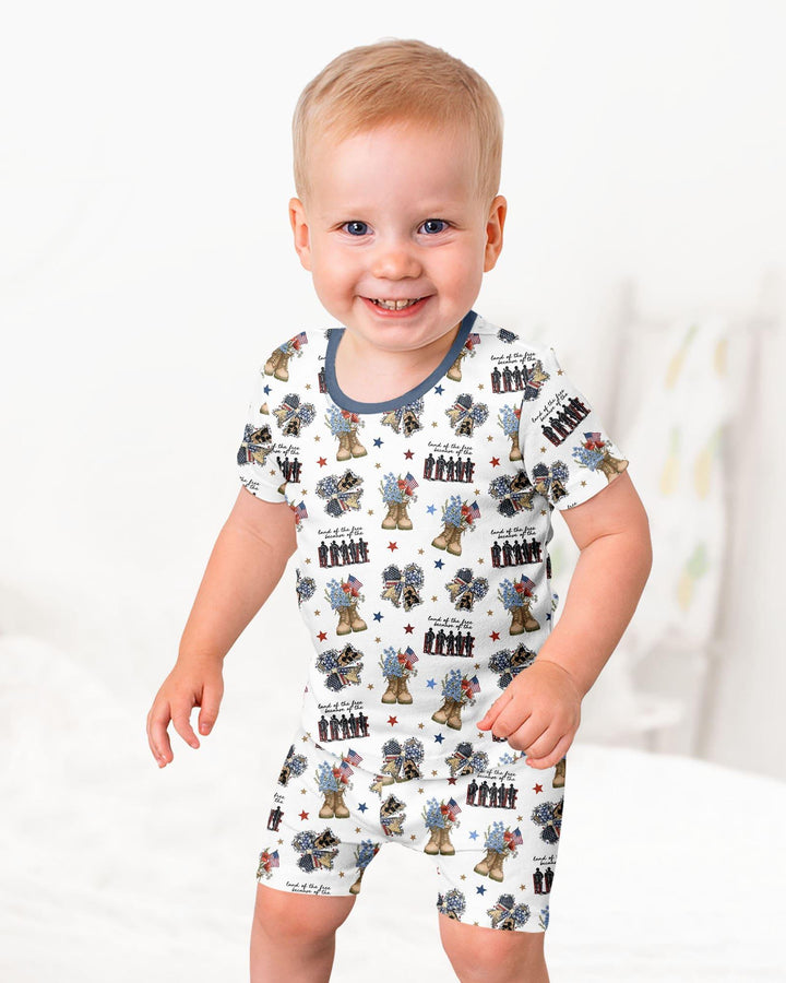Honor the Brave Family Matching Bamboo Two Piece Short Sleeve Shorts Pajama Set