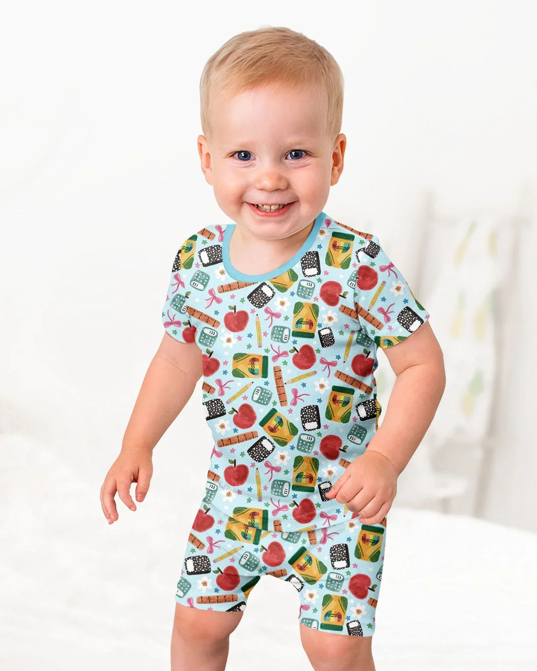 Little Learner Bamboo Two Piece Short Sleeve Shorts Pajama Set