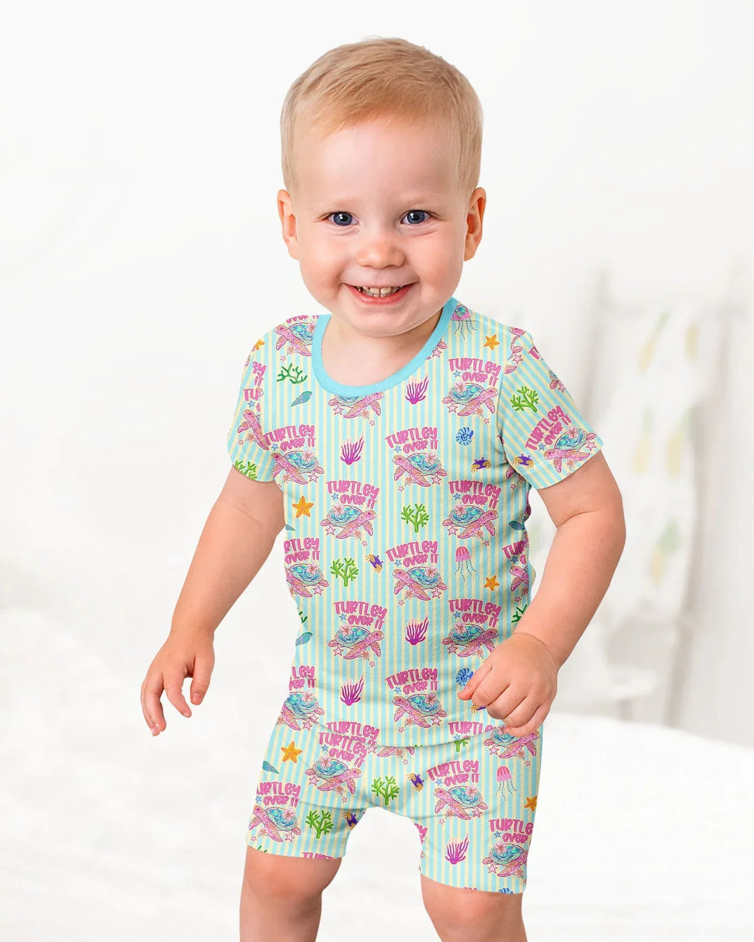 Conjunto de Pijama de Dos Piezas de Bambú con Mangas Cortas y Pantalones Cortos