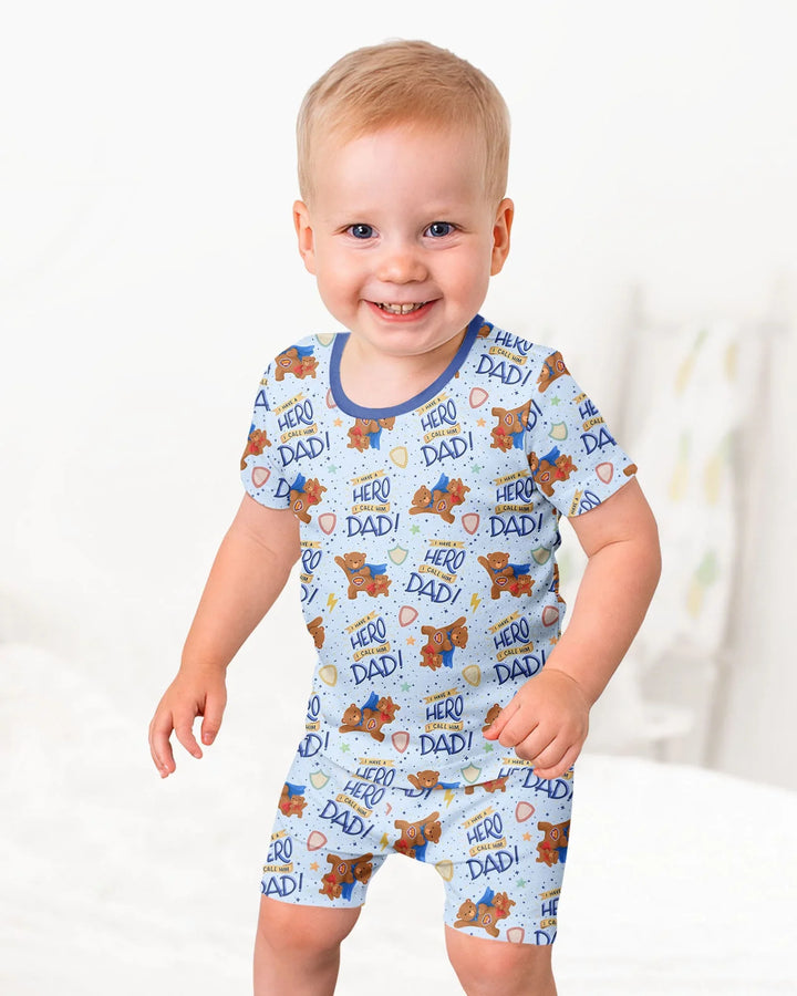 Conjunto de Pijama de Dos Piezas de Bambú con Mangas Cortas y Pantalones Cortos