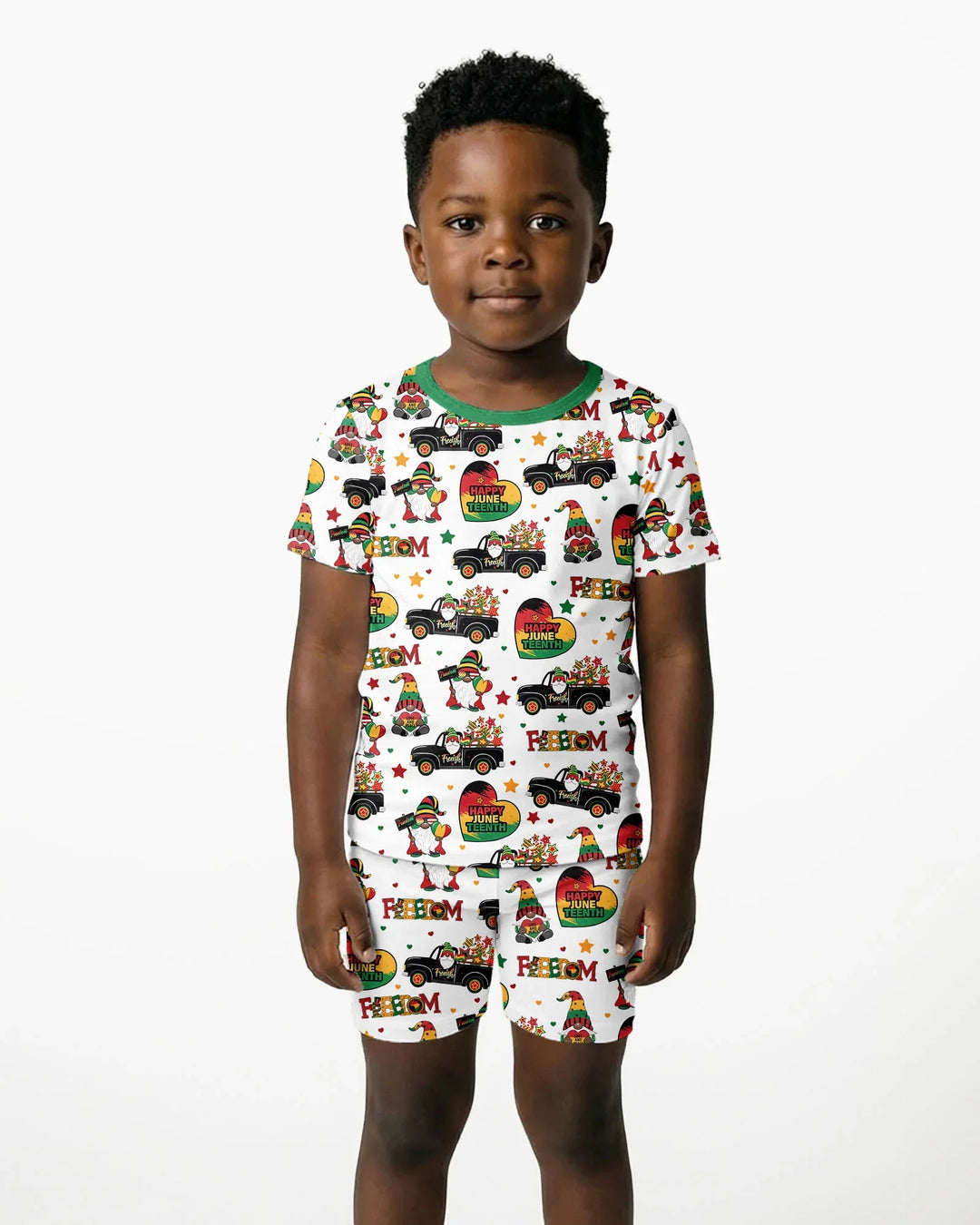 Gnome Happy Juneteenth Bamboo Two Piece Short Sleeve Shorts Pajama Set