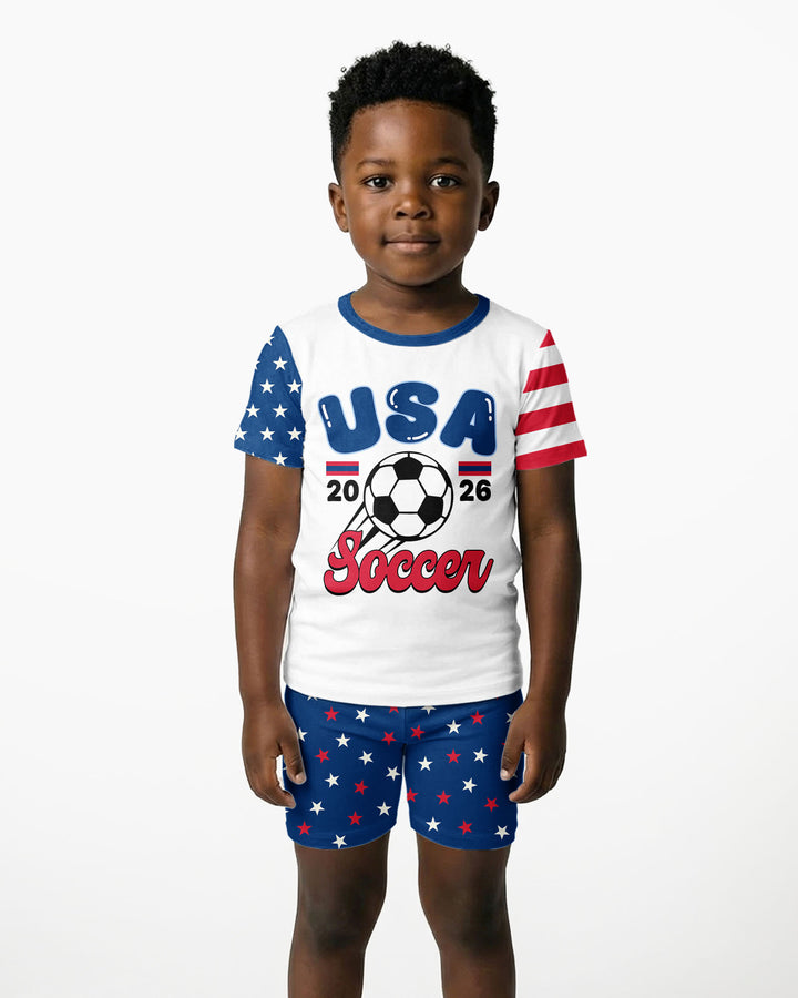 USA Soccer Cup Bamboo Two Piece Short Sleeve Shorts Pajama Set