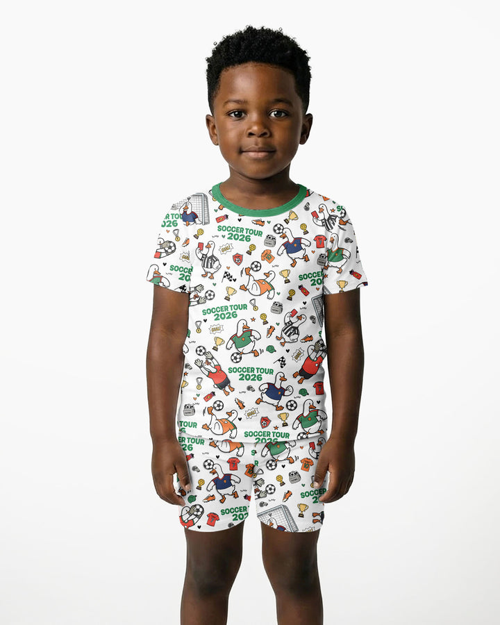 Funny Goose Soccer Tour 2026 Bamboo Two Piece Short Sleeve Shorts Pajama Set