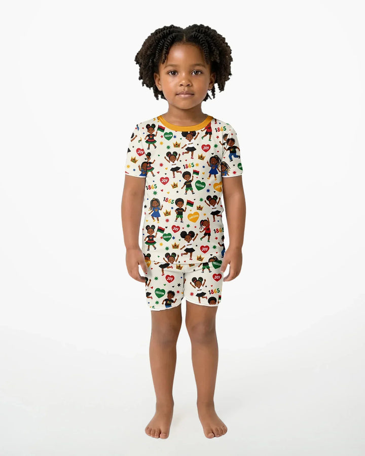 Celebrate Juneteenth Freedom Bamboo Two Piece Short Sleeve Shorts Pajama Set