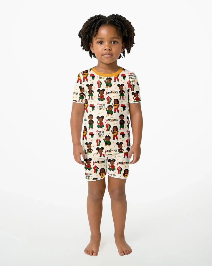 Juneteenth Free-ish Since 1865 Bamboo Two Piece Short Sleeve Shorts Pajama Set