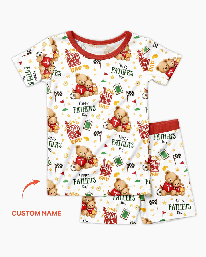 You're #1 Dad Daddy & Me Matching Bamboo Two Piece Short Sleeve Shorts Pajama Set
