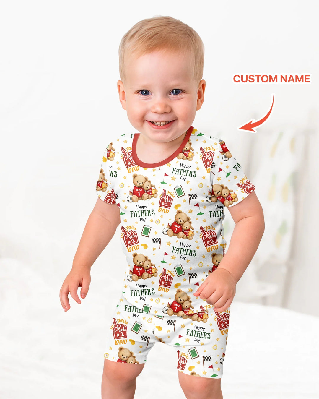 You're #1 Dad Daddy & Me Matching Bamboo Two Piece Short Sleeve Shorts Pajama Set