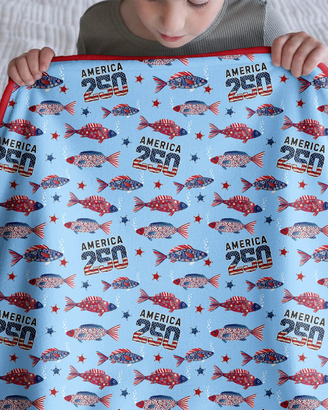 Stars and Stripes Fish Bamboo Blanket