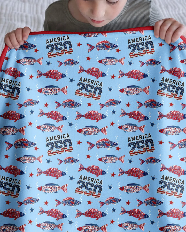 Stars and Stripes Fish Bamboo Blanket