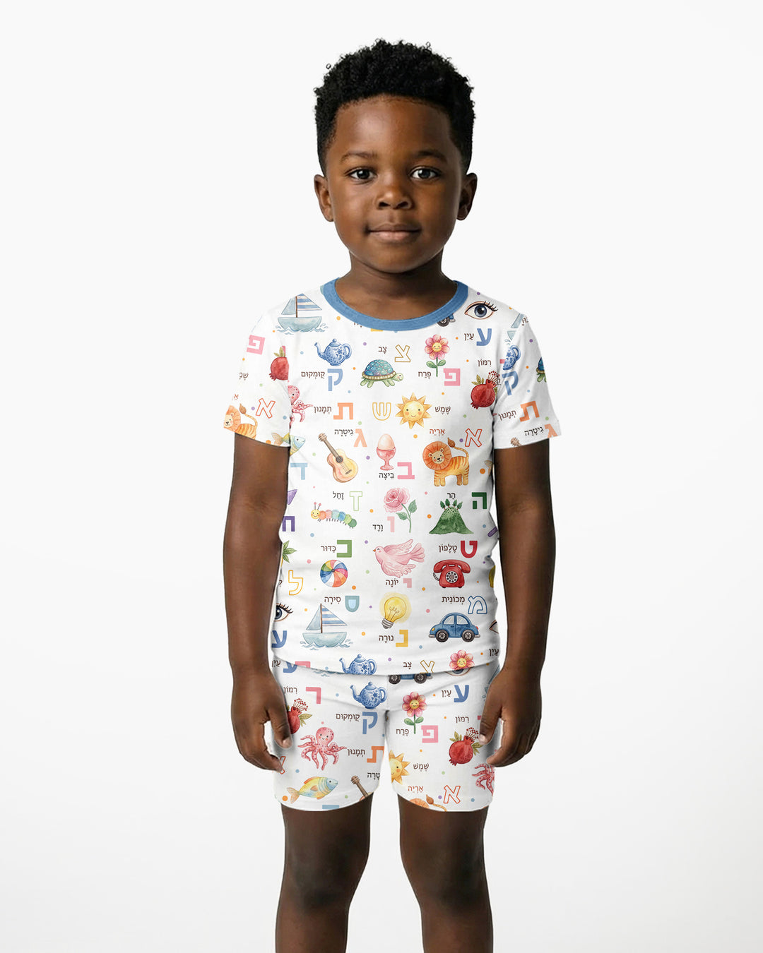 Template Zweiteiliges Pyjama-Set mit kurzen Ärmeln und Shorts