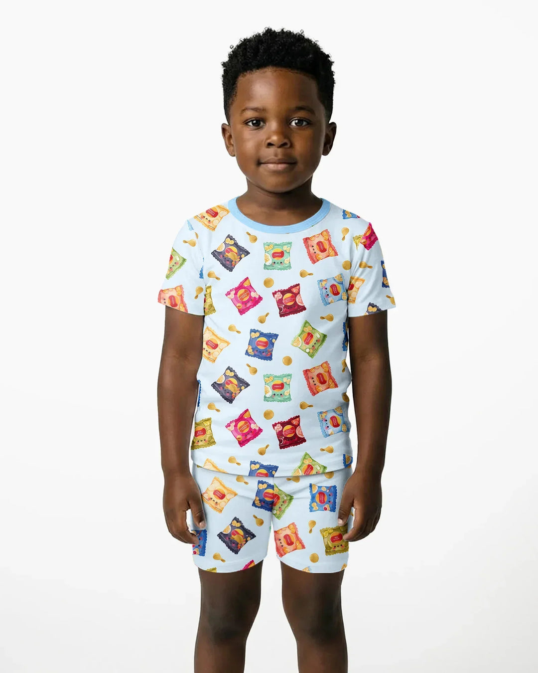 Potato Chips Bamboo Two Piece Short Sleeve Shorts Pajama Set