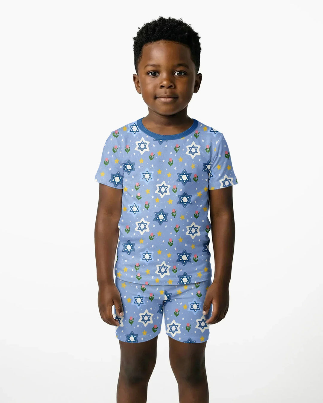 Conjunto de Pijama de Dos Piezas de Bambú con Mangas Cortas y Pantalones Cortos