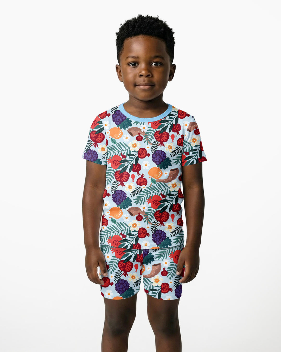 Pomegranate Blessings Night Family Matching Bamboo Two Piece Short Sleeve Shorts Pajama Set