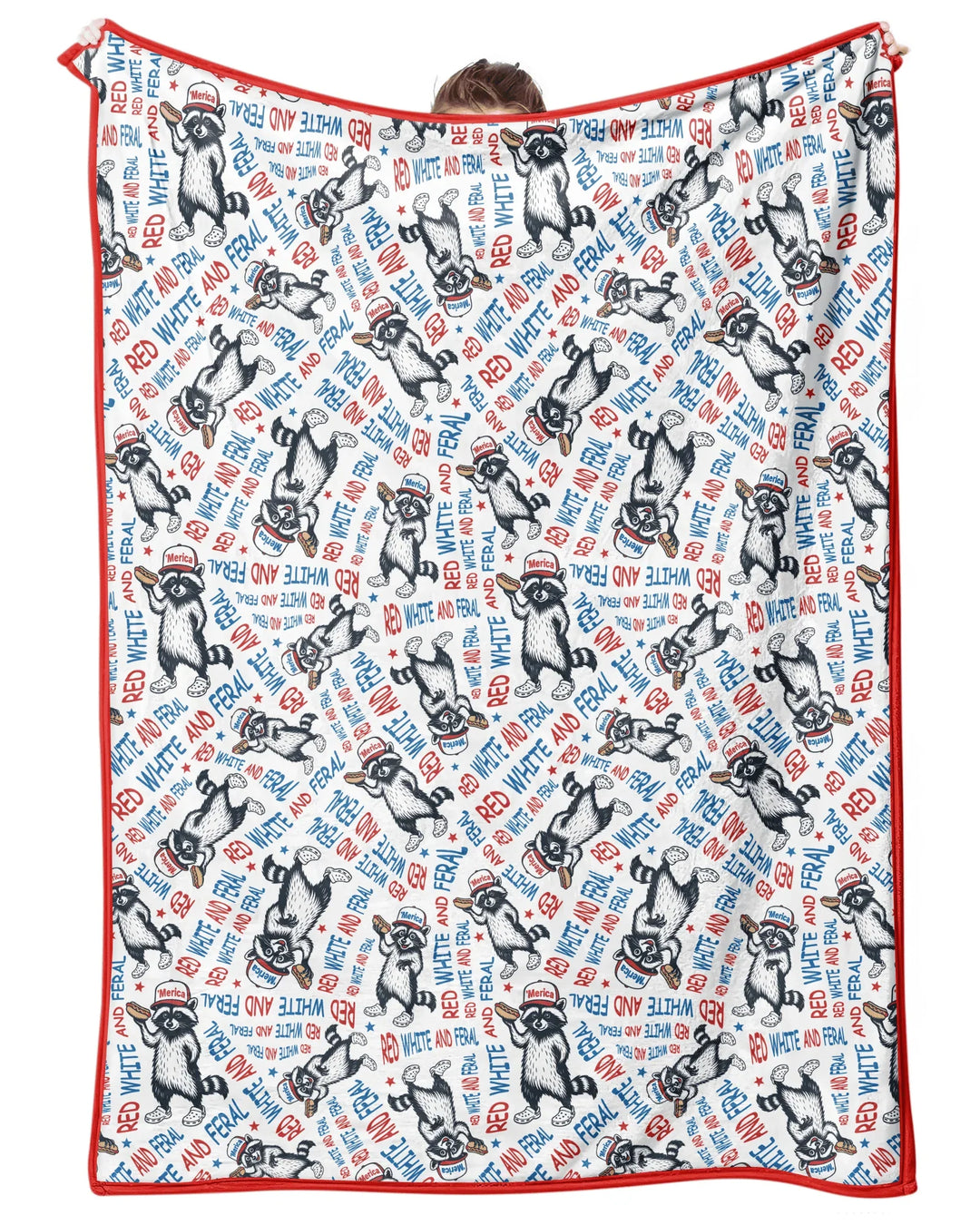 Red White and Feral Bamboo Blanket