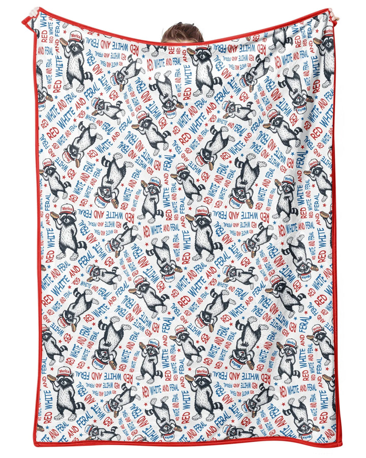 Red White and Feral Bamboo Blanket