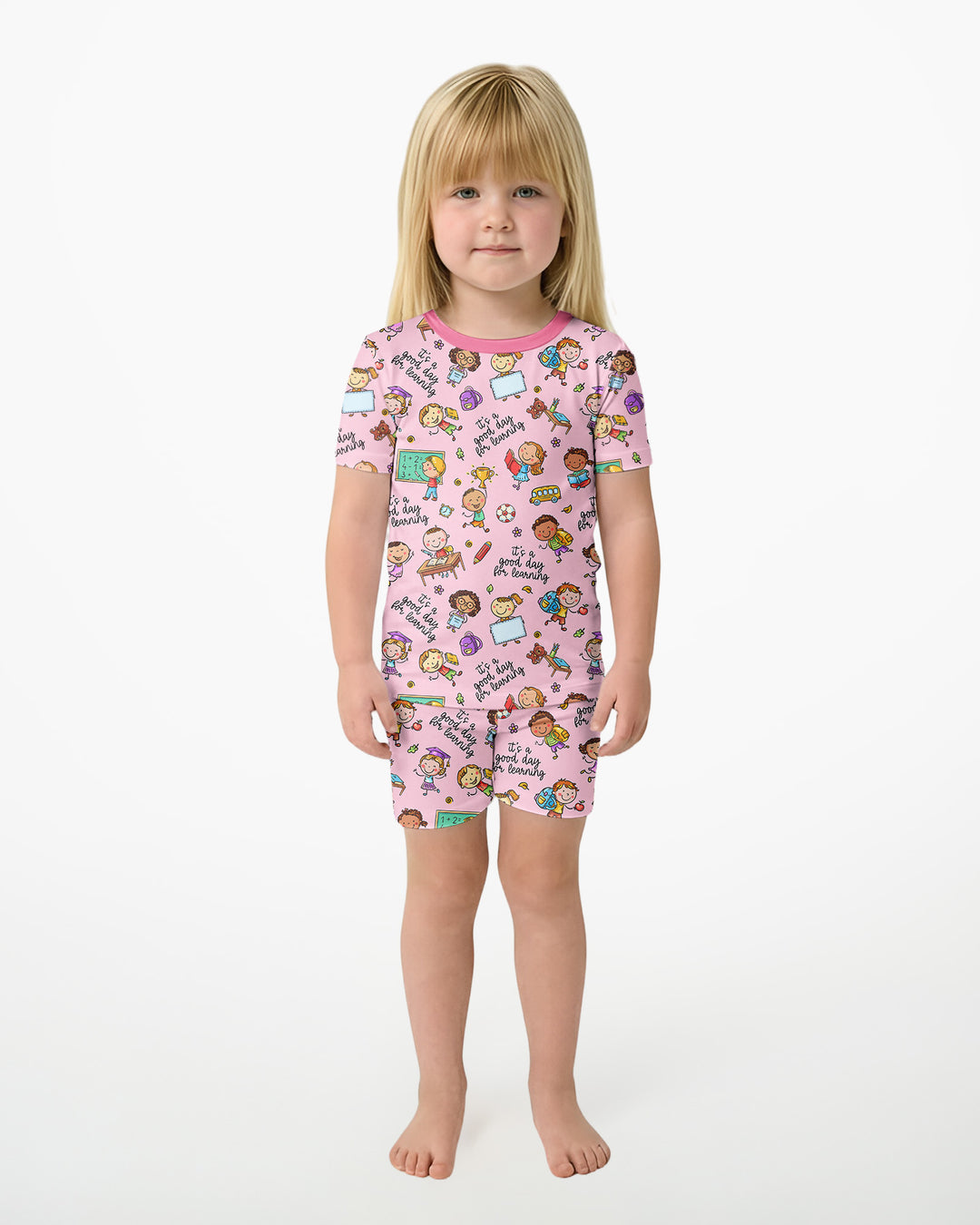Template Zweiteiliges Pyjama-Set mit kurzen Ärmeln und Shorts