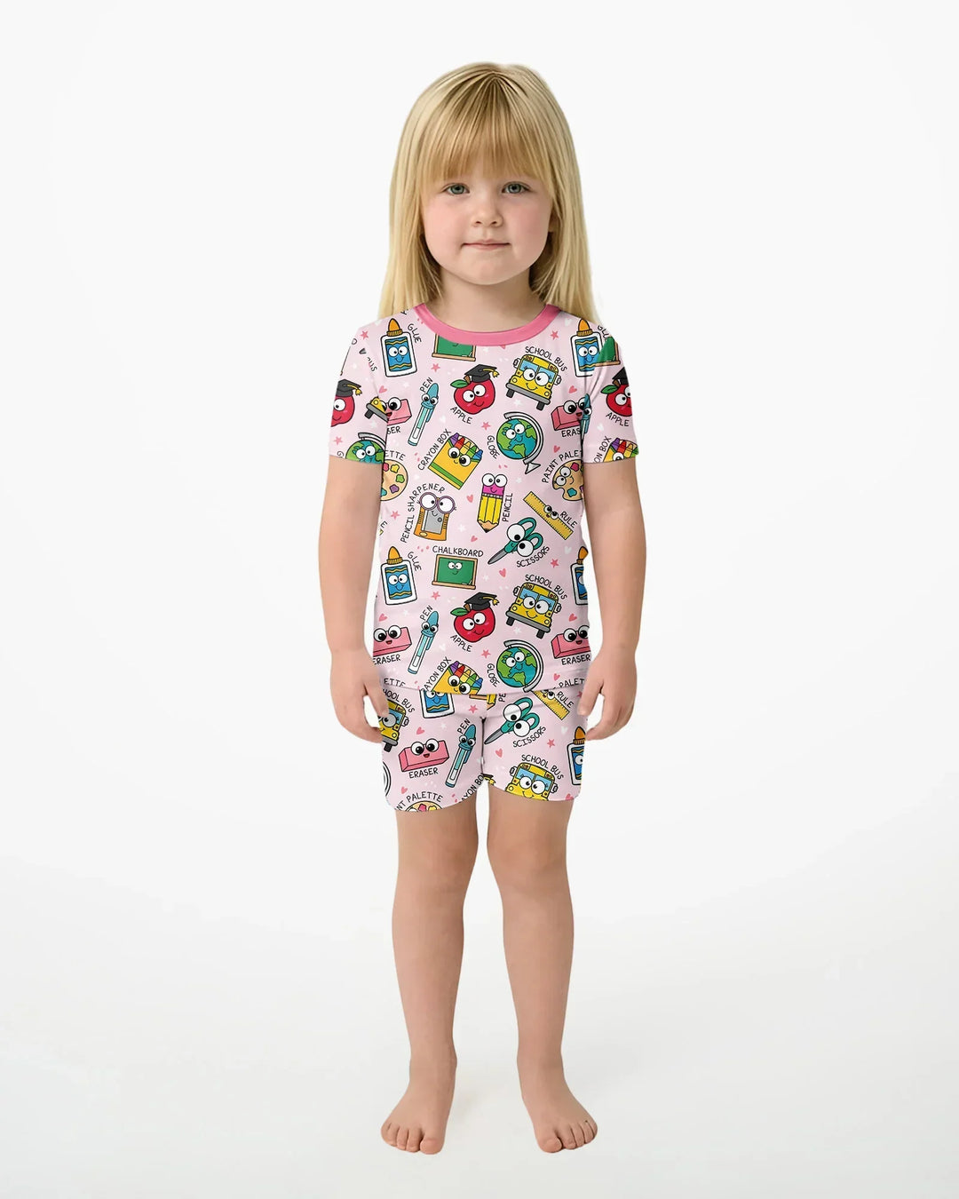 Template Zweiteiliges Pyjama-Set mit kurzen Ärmeln und Shorts