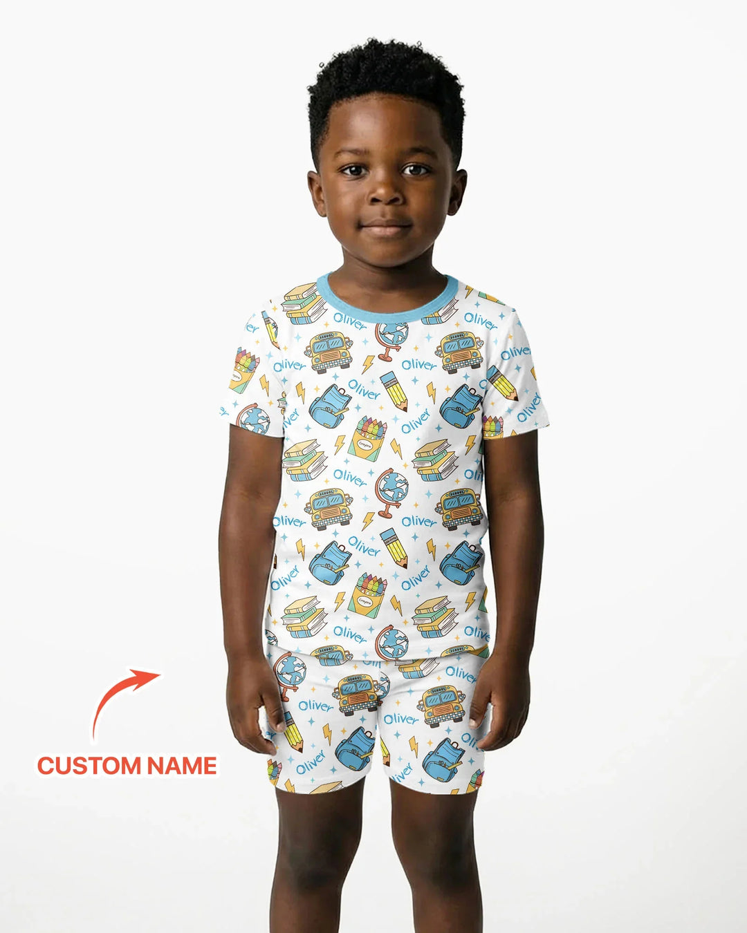 Zweiteiliges Pyjama-Set mit kurzen Ärmeln und Shorts im Sommer-Design