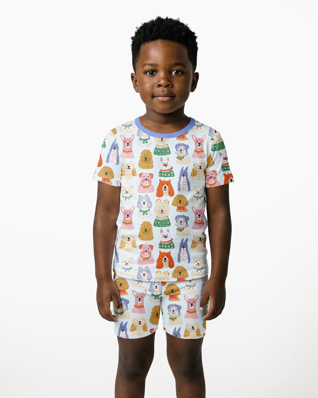 Puppy Portrait Bamboo Two Piece Short Sleeve Shorts Pajama Set